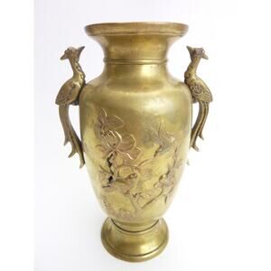 Vintage Brass Vase Incense Flower Chinese Pot Home Decor